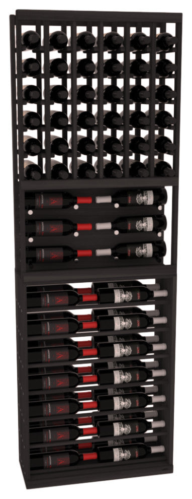 CellarVue Redwood Horizontal Wine Rack Combo, Black Stain