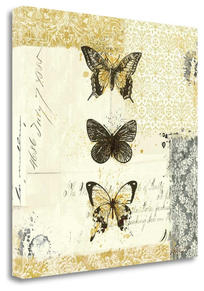 "Golden Bees N Butterflies No 2" By Katie Pertiet, Giclee on Gallery Wrap Canvas