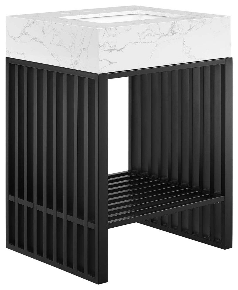 Gridiron 24" Bathroom Vanity, White Black