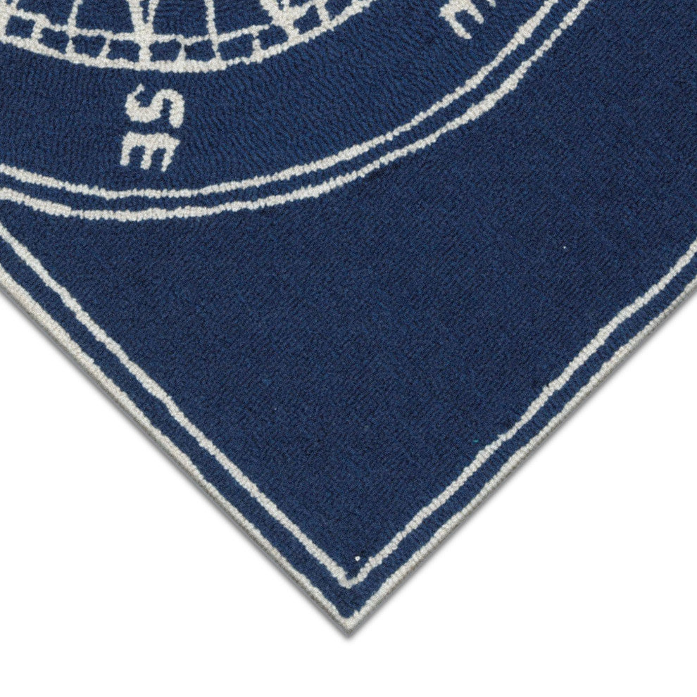 Frontporch Compass Indoor/Outdoor Rug, Navy, 2'6x4'