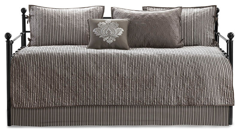 Madison Park Quebec 6 Piece Reversible Daybed Cover Set, Dark Grey