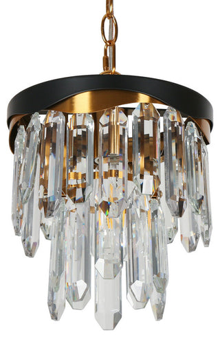 LNC Zephyrine 1-Light 8.5" Modern Mini Crystal Pendant Light, Brass/Black
