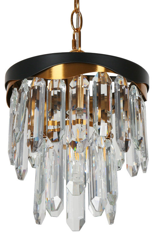 LNC Zephyrine 1-Light 8.5" Modern Mini Crystal Pendant Light, Brass/Black