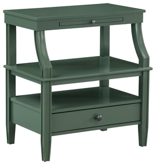 Newton Antique White Storage Nightstand, Vintage Green