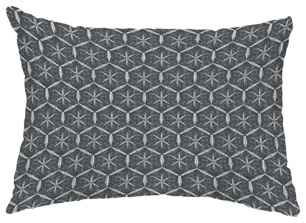 Tufted 14"x20" Abstract Decorative Outdoor Pillow, Black