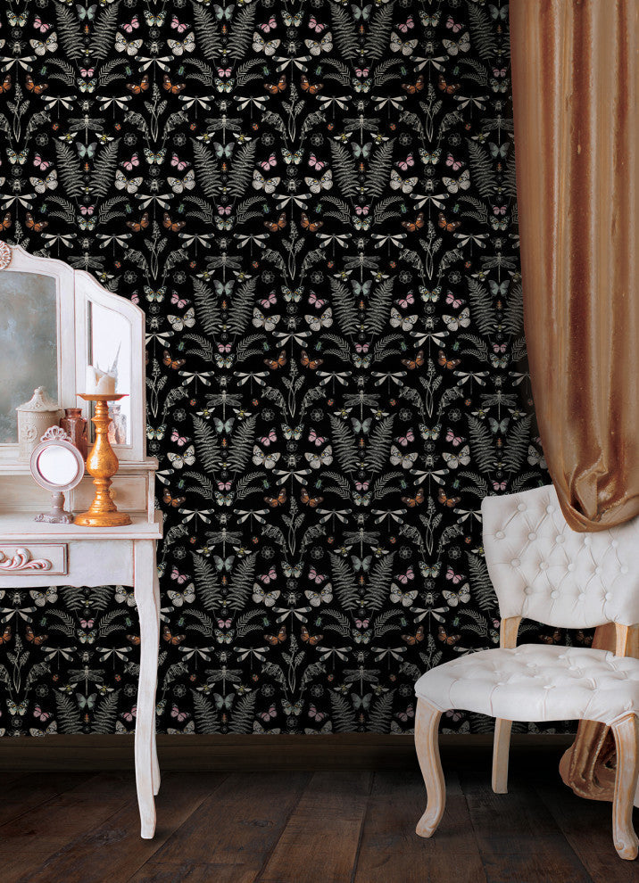 Hidden Treasures Black Peel and Stick Wallpaper