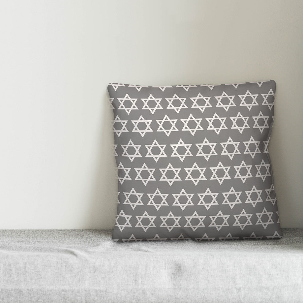 Gray Star of David Pattern 18"x18" Throw Pillow