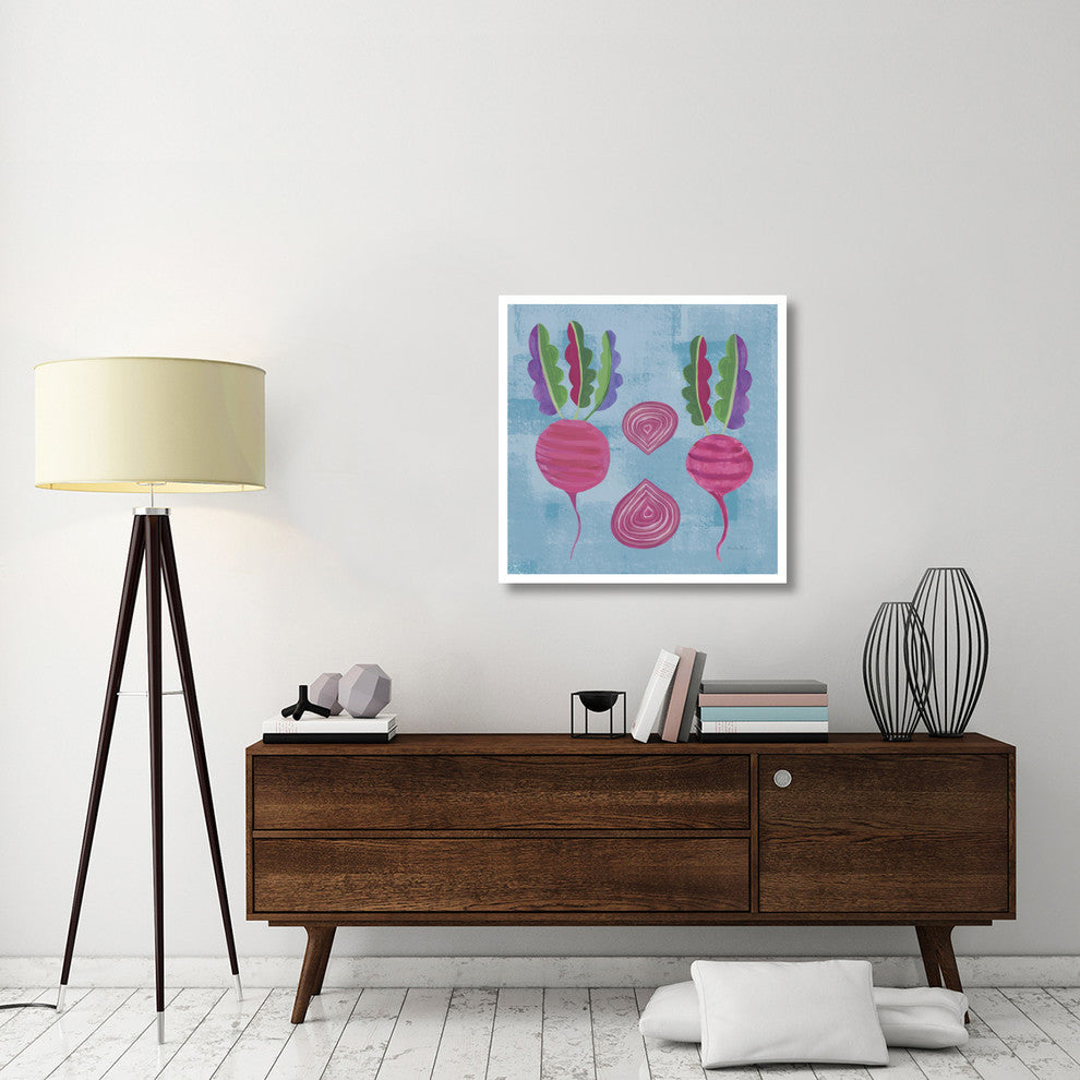 "Veggie Time IV Blue" Digital Paper Print by Farida Zaman, 32"x32"
