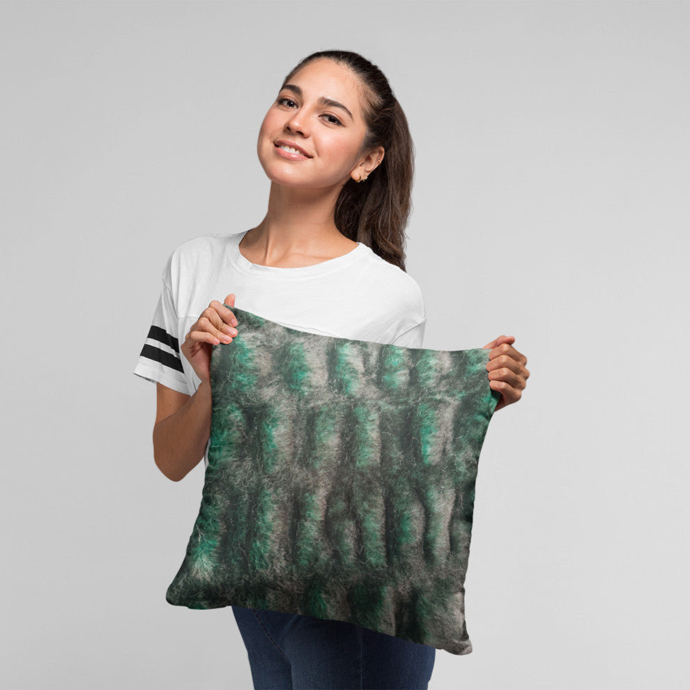 Plutus Emerald Green Plush Pelt Faux Fur Throw Pillow, 22" x 22"