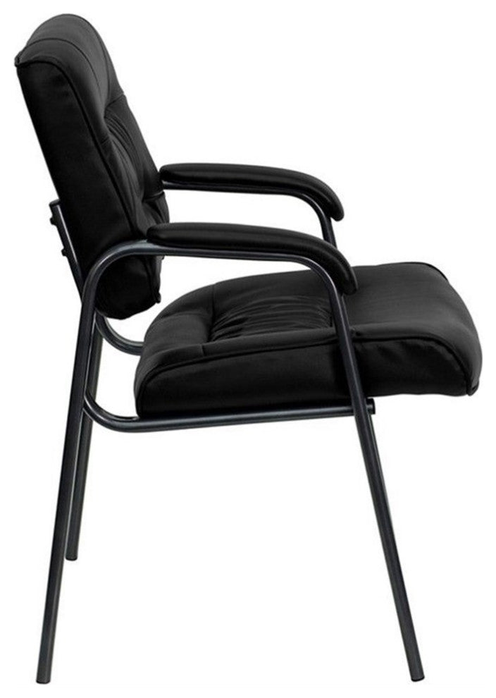 Flash Furniture Executive Side Guest Chair in Black with Titanium Frame