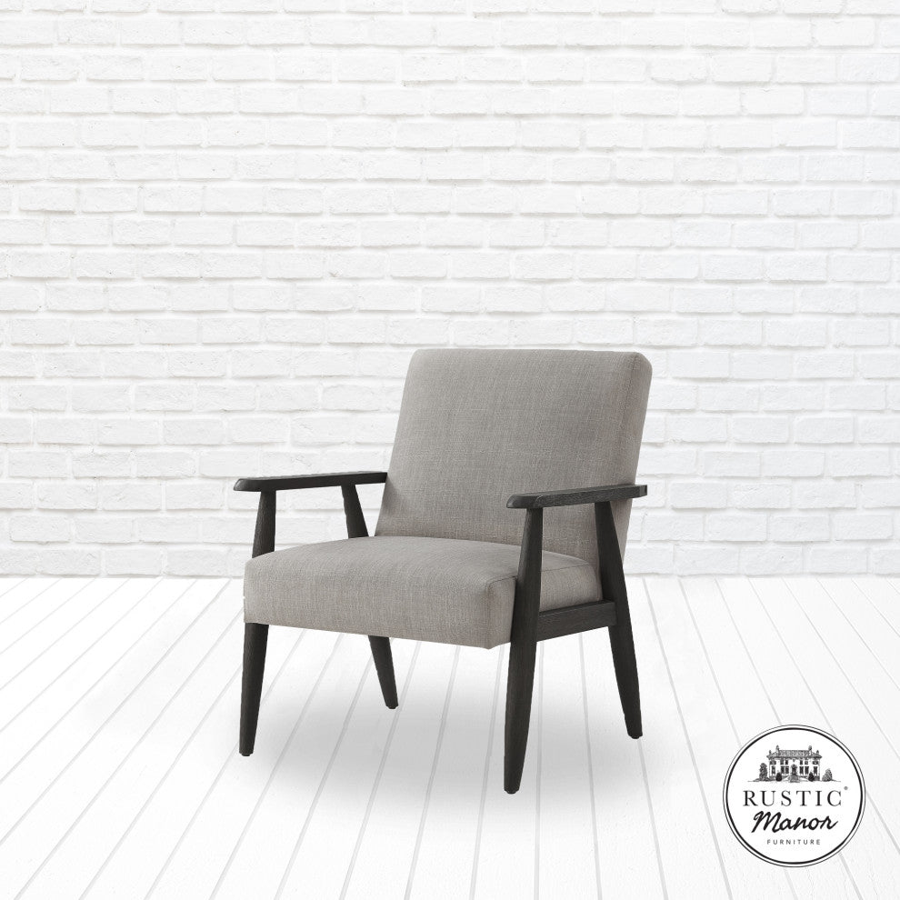 Rustic Manor Gian Armchair Upholstered, Gray and Black Linen