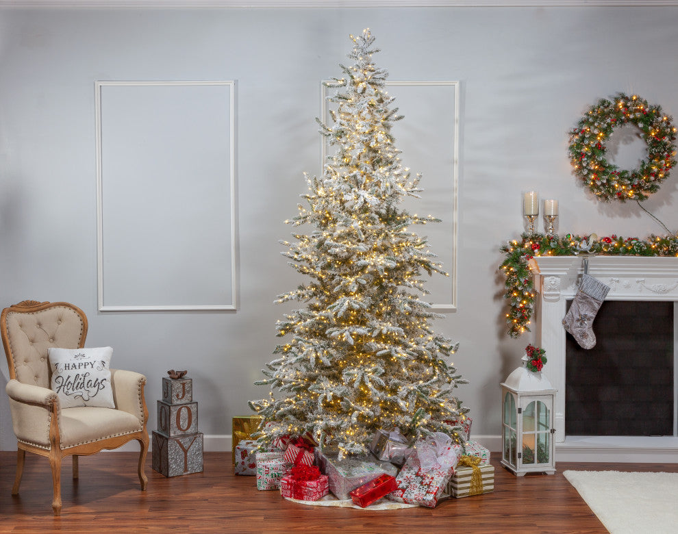 9' Flocked Pre-Lit Mounta" Pine