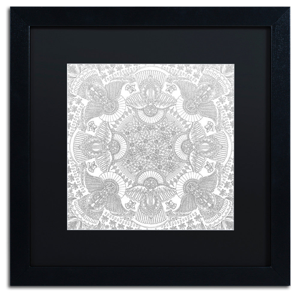 Hello Angel 'Christmas Angels' Art, Black Frame, Black Mat, 16x16