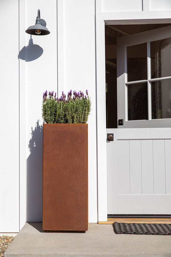 Metallic Series Corten Steel Pedestal Planter, Tall