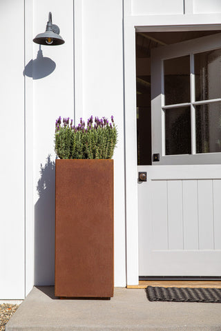 Metallic Series Corten Steel Pedestal Planter, Tall