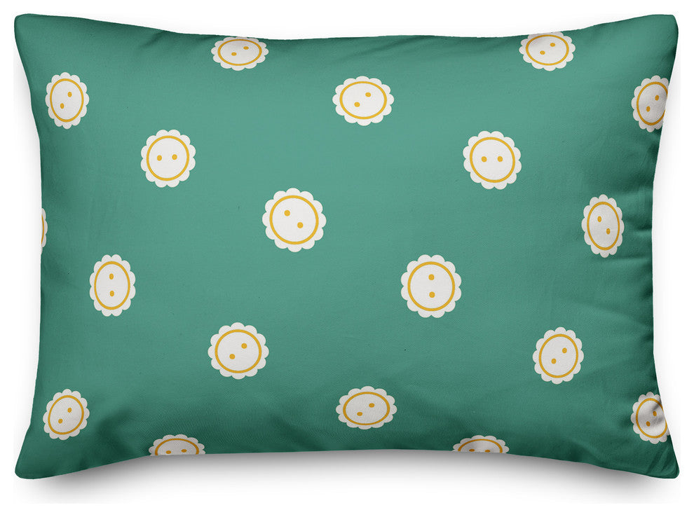 Blue Button Pattern Throw Pillow