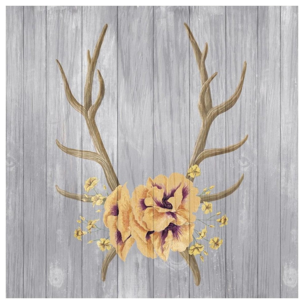 "Antlers and Poppies I Sq Spice" Digital Paper Print by Elyse DeNeige, 42"x42"