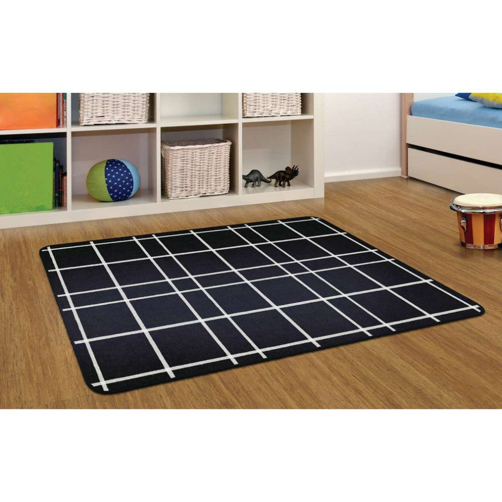 Flagship Carpets VA1816-22FS 4'X6' Black Check Educational Rug