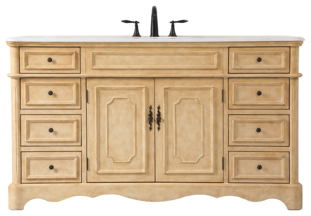 Elegant VF30460AB 60"Double Bathroom Vanity, Antique Beige