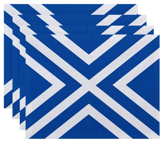 "x" Marks The Spot Stripes Print Placement, Azure, Set of 4