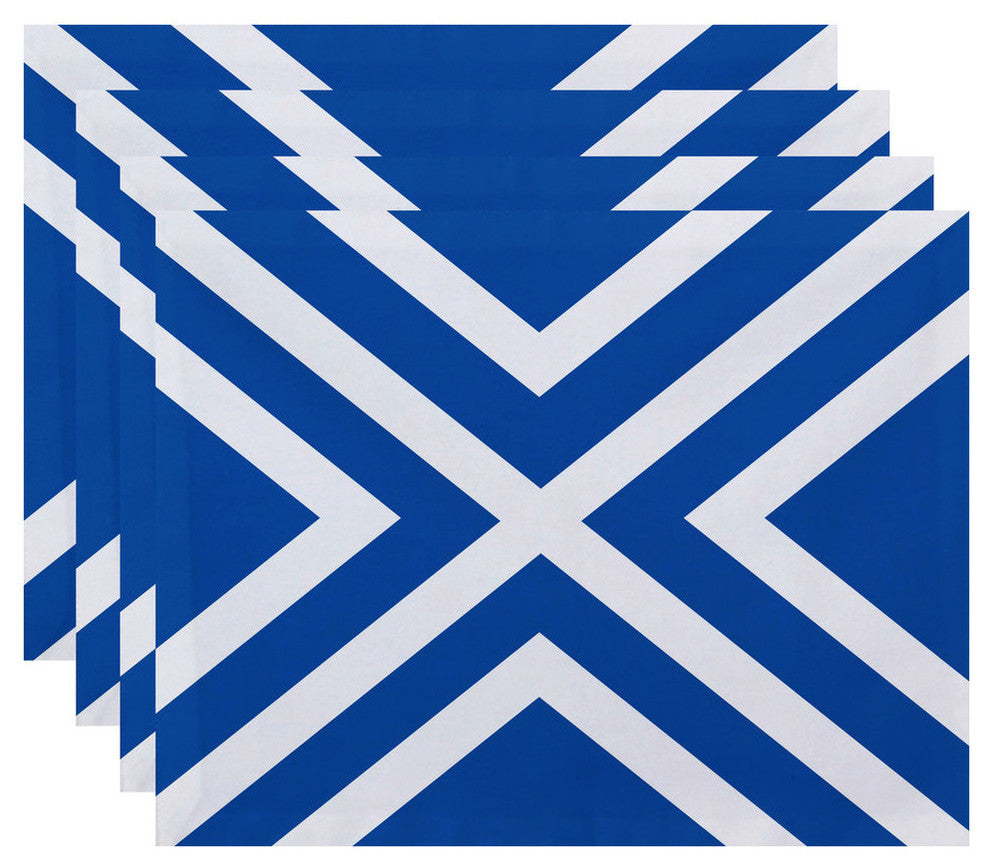 "x" Marks The Spot Stripes Print Placement, Azure, Set of 4