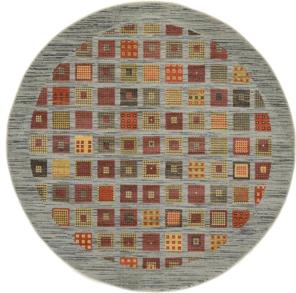 Unique Loom Blue Fars Manchester 6'x6' Round Rug