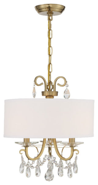 Othello 3 Light Chandelier in Vibrant Gold with Hand Cut Crystal