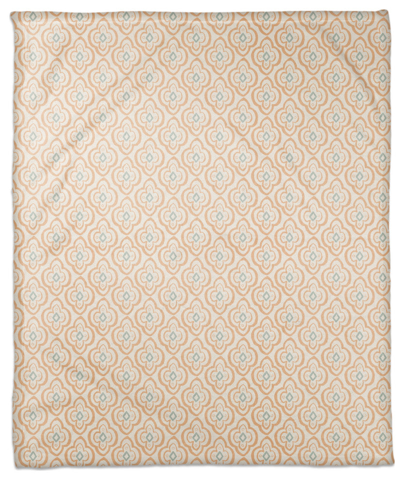 Orange Quatre on White 50x60 Coral Fleece Blanket