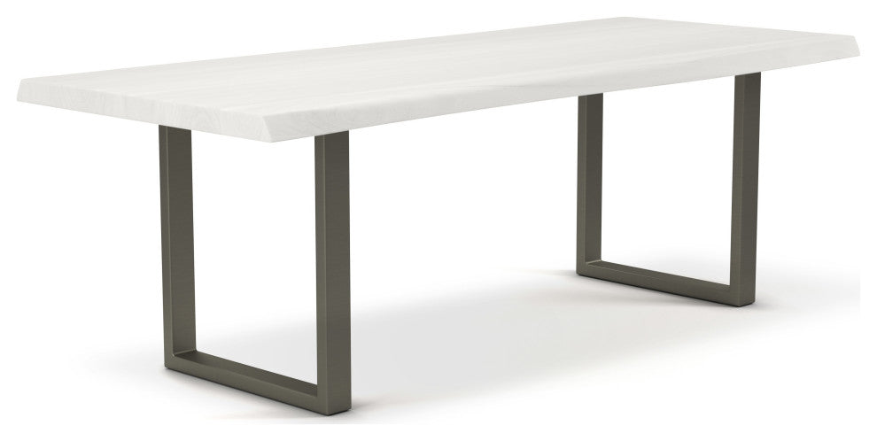 Brooks Dining Table, White Wash, Pewter, 40"x79", U-Base