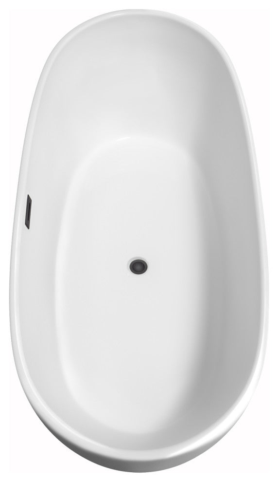 Rebecca 60 to 70" Freestanding Bathtub with options, Matte Black Trim, 70 Inch, No Faucet