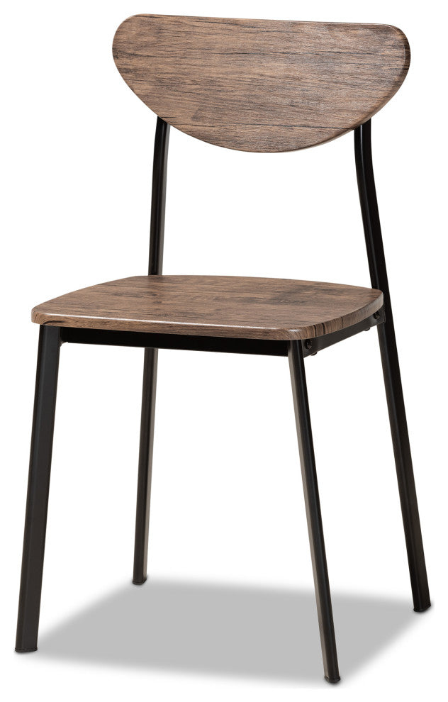 Ornette Mid-Century Brown Finished Wood and Black Metal 4-Piece Dining Chair Set