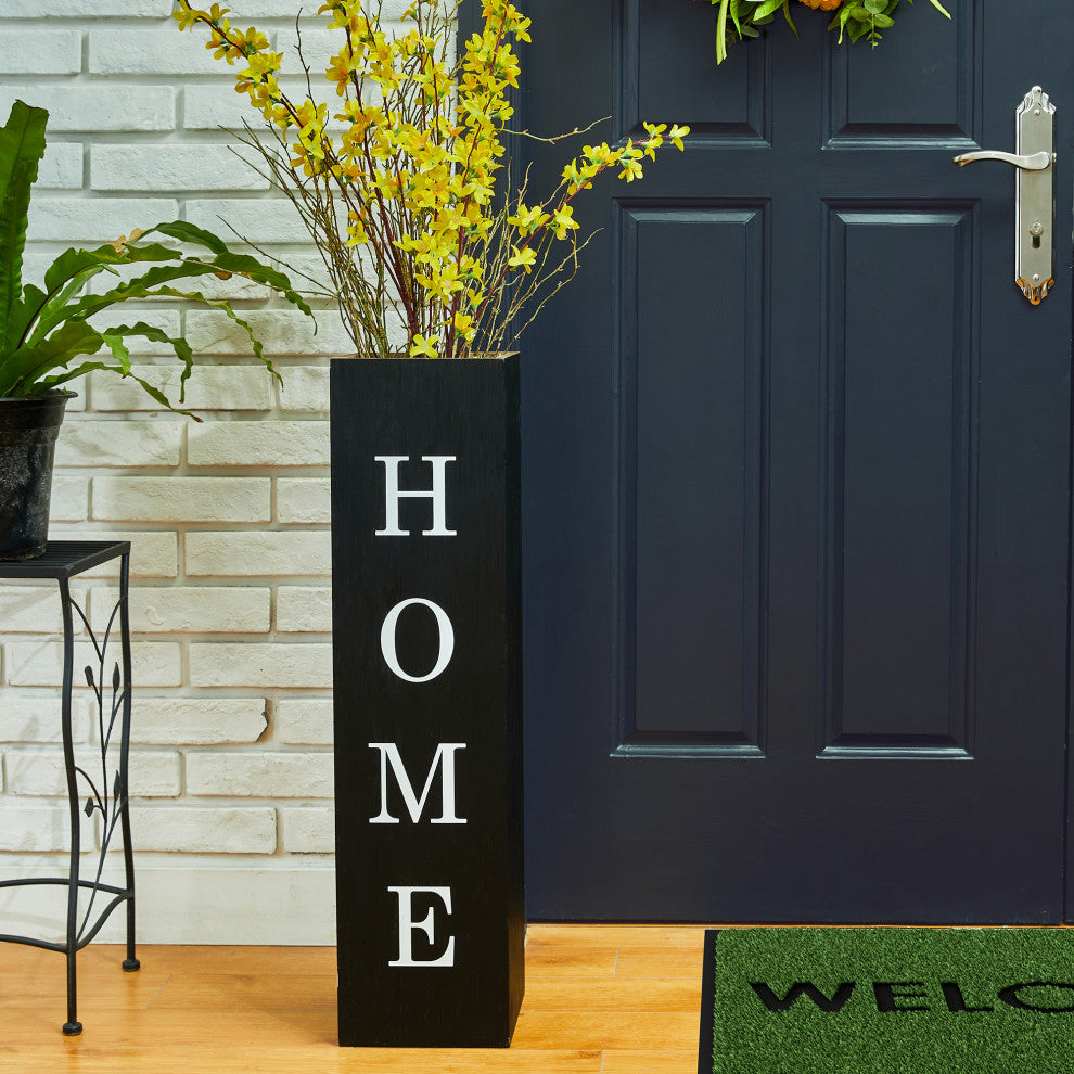 30"H Double Sided Solid Wood Black Boxed "Welcome Home" Porch Sign