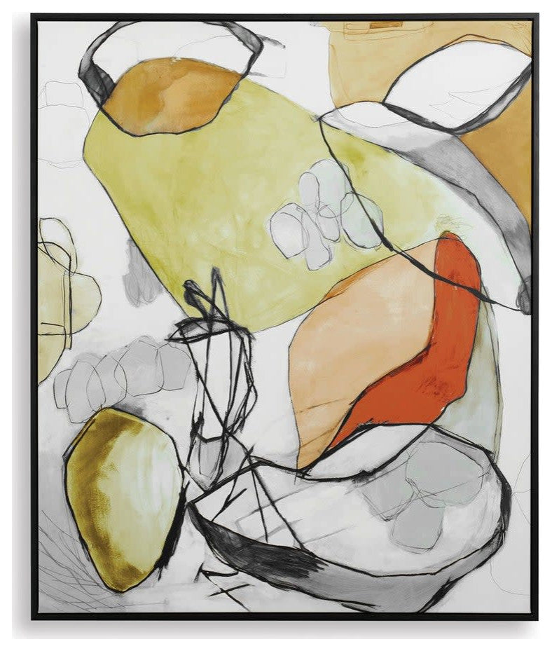 Uttermost 32389 Charcoal Improvision 60" x 50" Framed Abstract - Multicolored