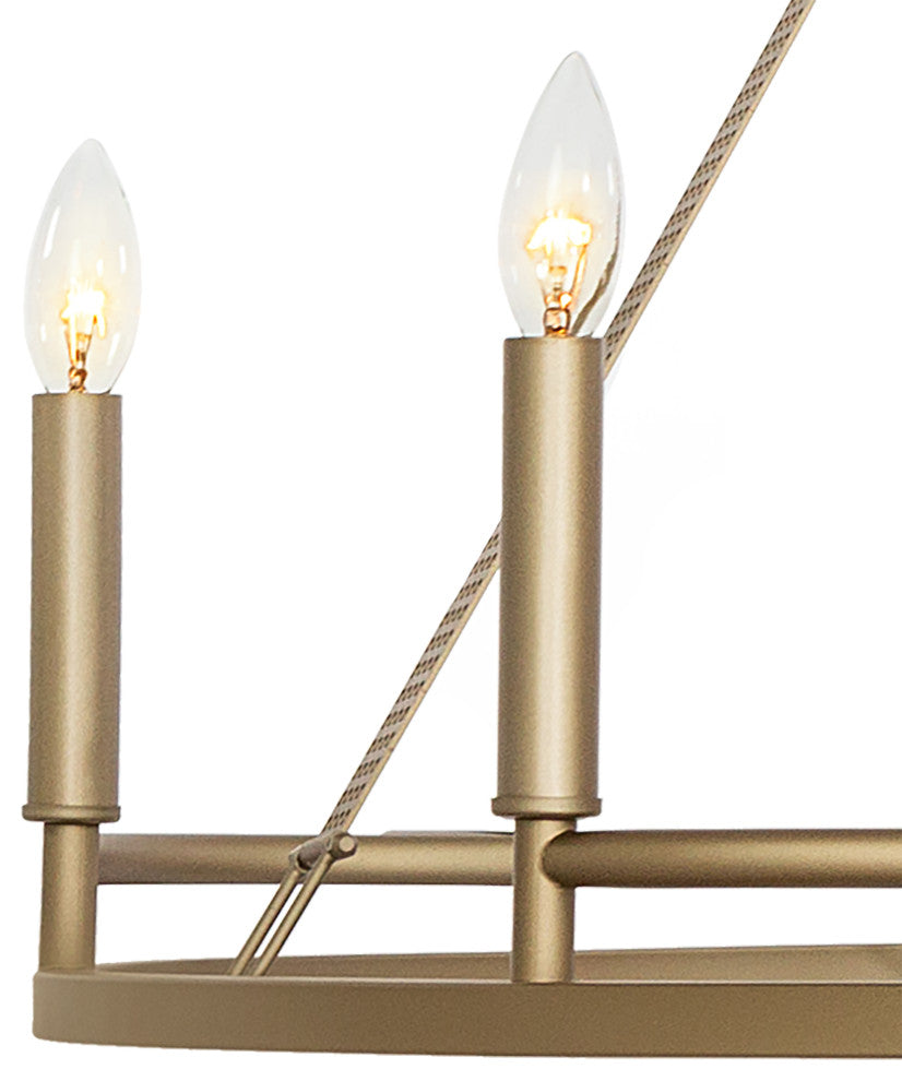 8 Light Wagon Wheel Candle Style Chandelier, Brass Dust