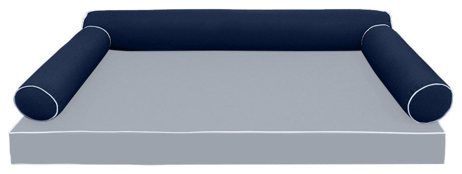 Style 6 Twin-XL Contrast Pipe Trim Bolster Pillow Outdoor Slip Cover ONLY AD101