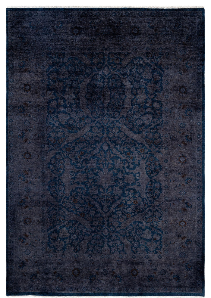 Overdyed One-of-a-Kind Hand-Knotted Area Rug Navy, 6' 1" x 8' 9"