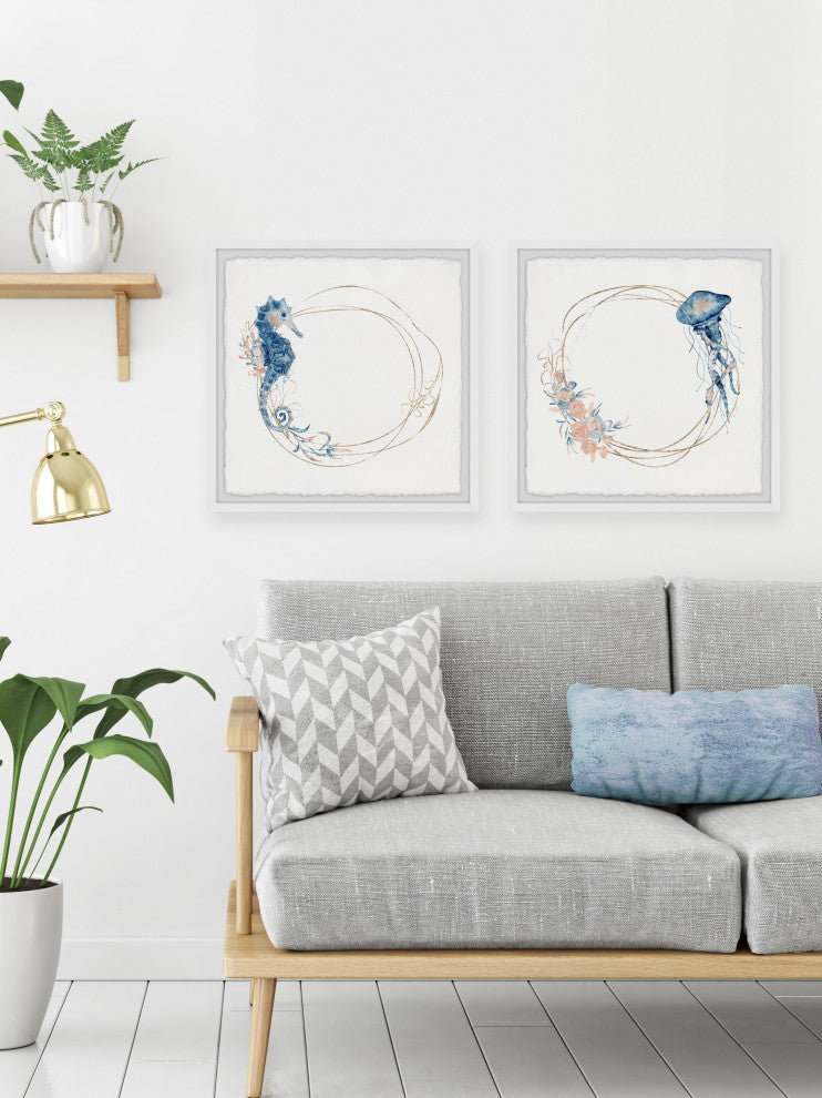 Oceanic Wildlife Diptych, 2-Piece Set, 32x32 Panels