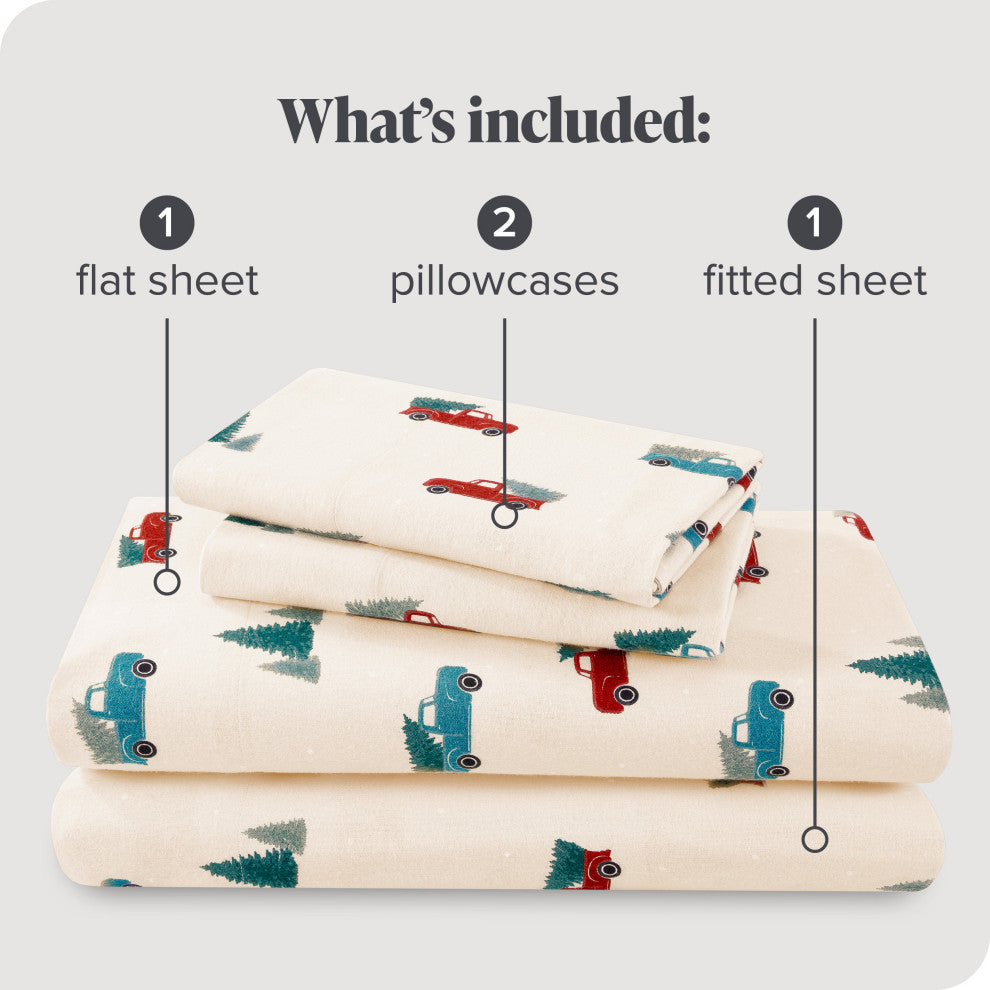 Bare Home Cotton Flannel Sheet Set, Heritage, Queen