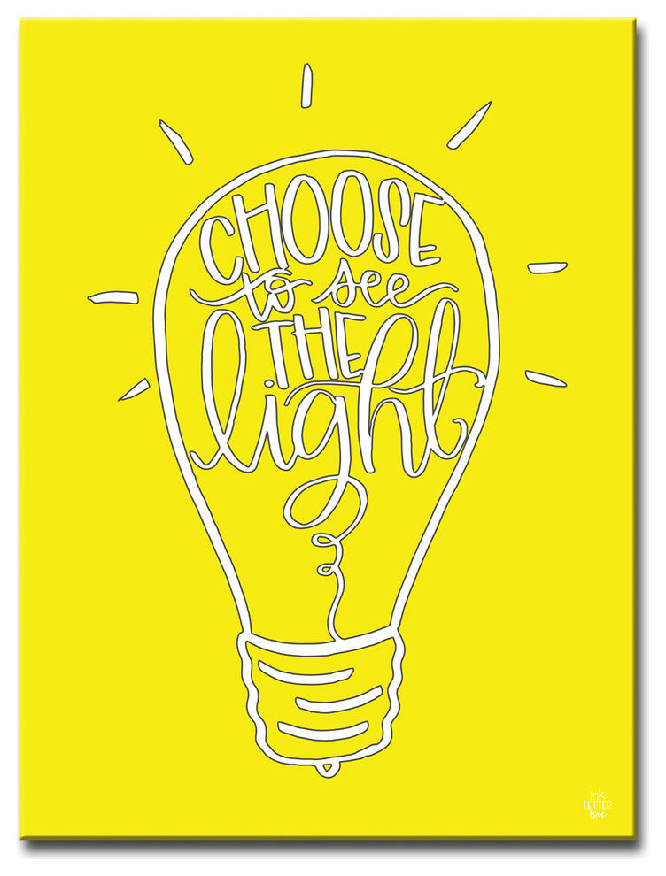 Ready2HangArt ''Choose Light'' by Ink Letter Love Canvas Art, 30"x20"