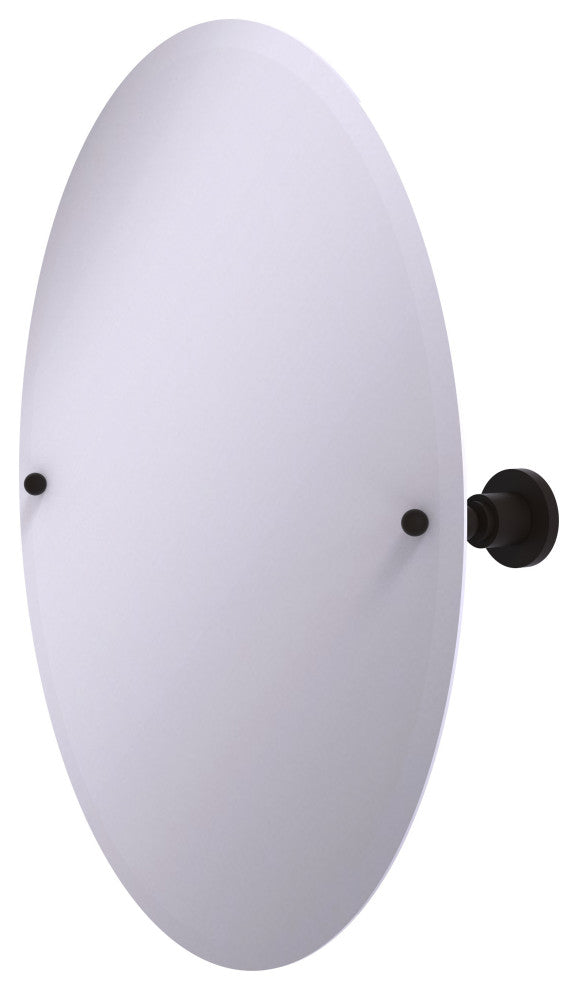 Frameless Oval Tilt Mirror with Beveled Edge, Oil Rubbed Bronze
