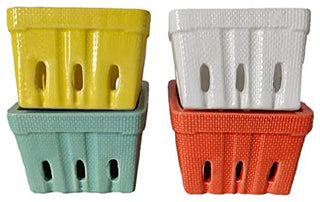 Stoneware Berry Baskets, 4-Piece Set, Berry Containers Bowl, Multicolor, 4.25"