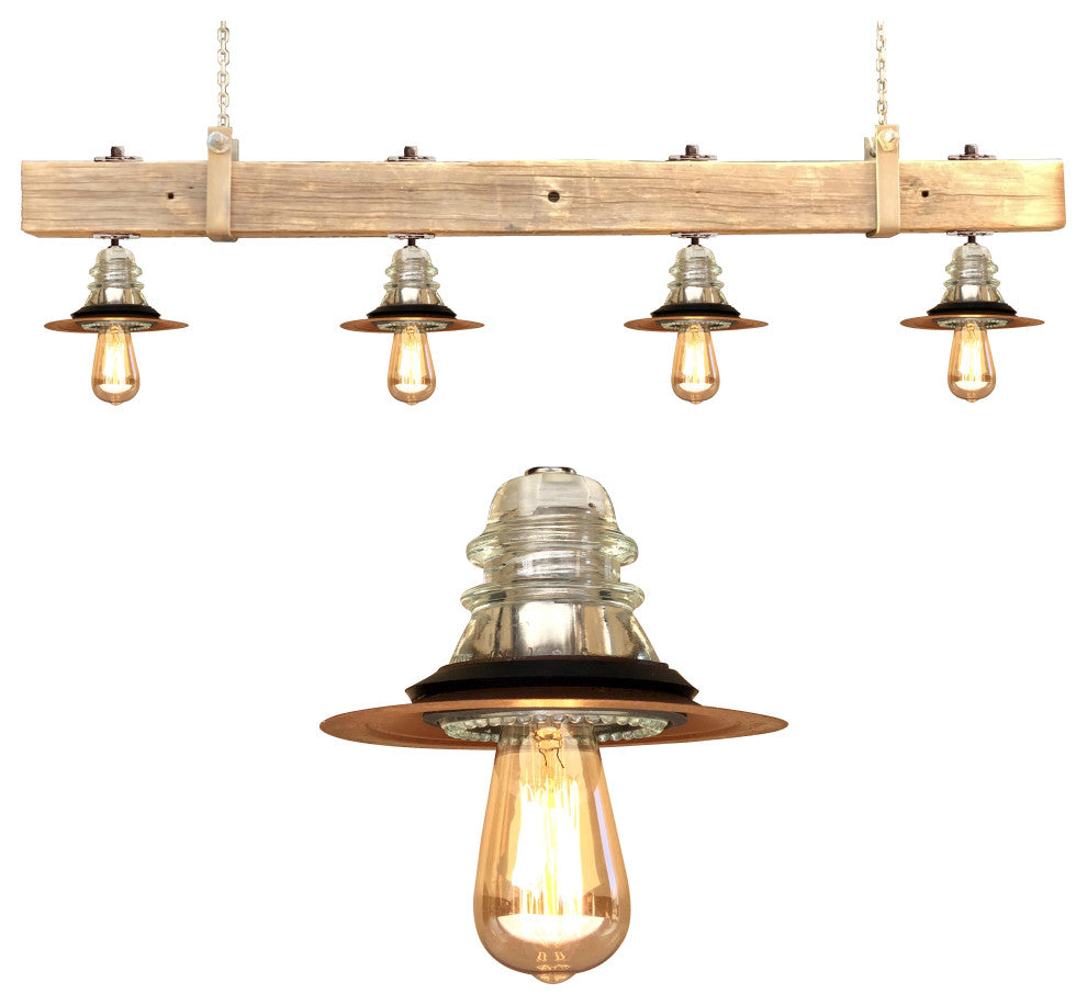 Utility Pole Crossarm Beam Chandelier Insulator Edison Bulb