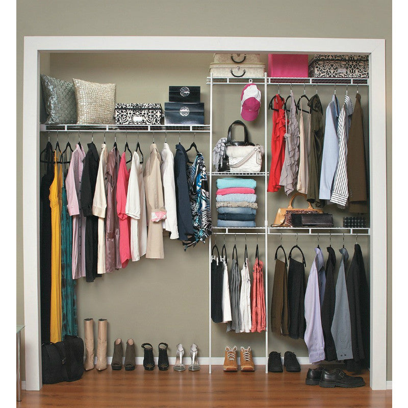 ClosetMaid 1628 Shelf and Rod Closet Organizer Kit, Vinyl Coated Steel, 5' To 8'