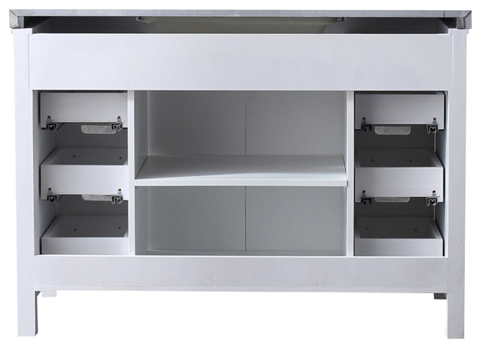 Marsyas 48" Single Vanity Cabinet Gray Quartz Top Square Sink, 44" Wall Mirror