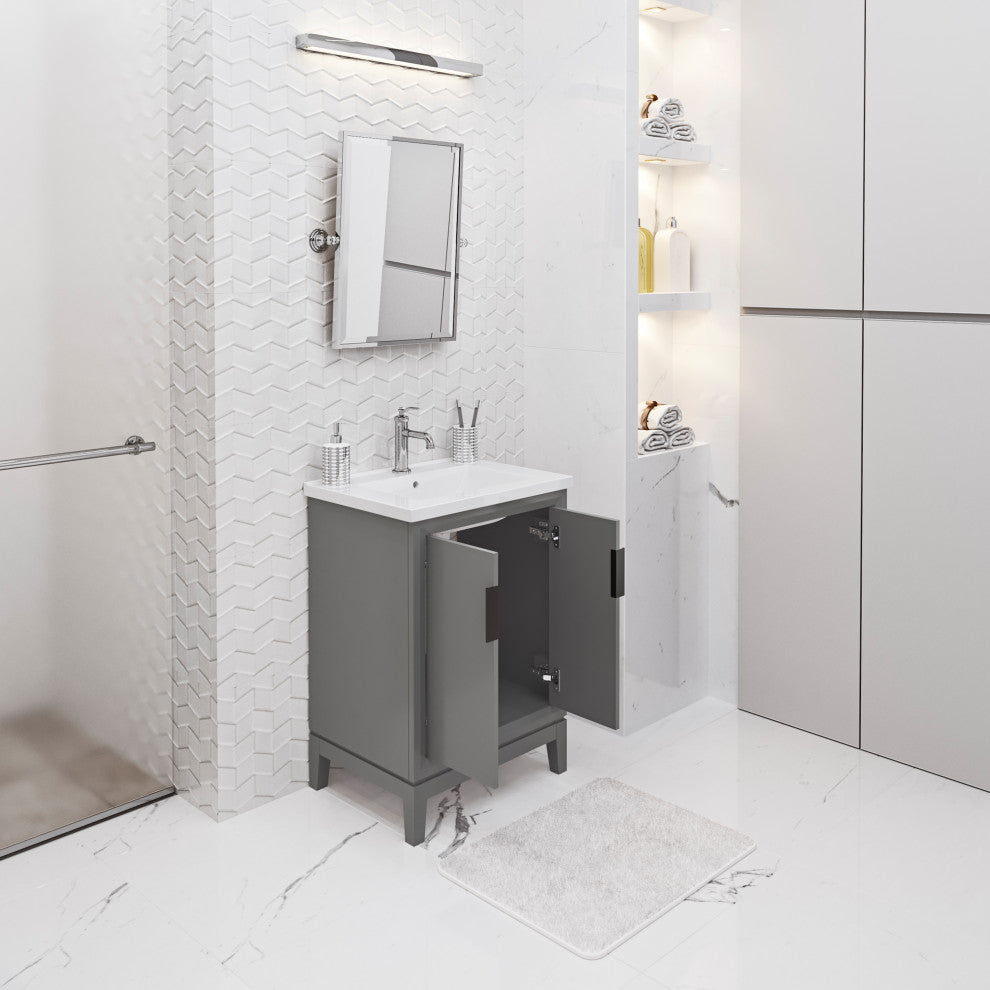 Elise 24 In. Ceramic Sink Top Vanity in Cashmere Grey with Single Faucet