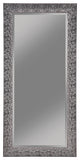Rectangular Beveled Accent Floor Mirror with Glitter Mosaic Pattern, Gray