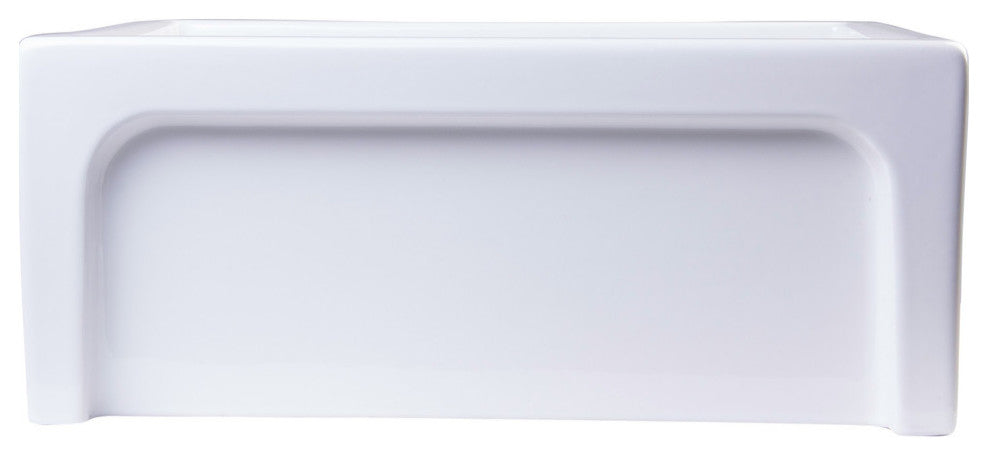Ab2418Arch-W 24" White Arched Apron Thick Wall Fireclay Single Bowl Farm Sink