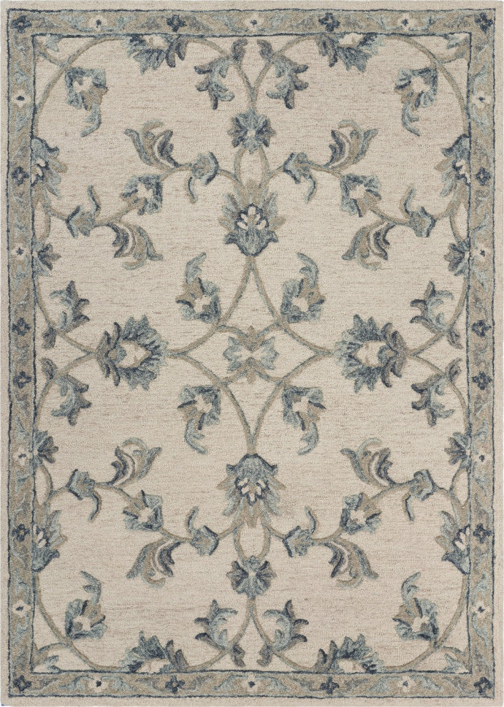 7' X 9' Light Blue Wool Hand Tufted Area Rug