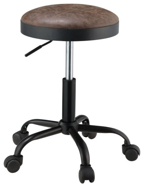Acme Ouray Adjustable Stool With Swivel Set-2 Vintage Mocha PU and Black