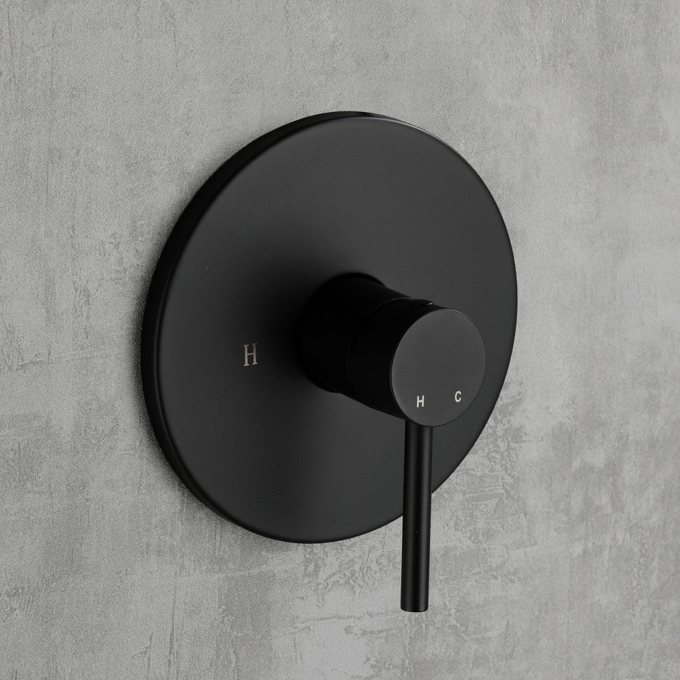 Wall Mount Shower Faucet With Rough-In Valve, Matte Black